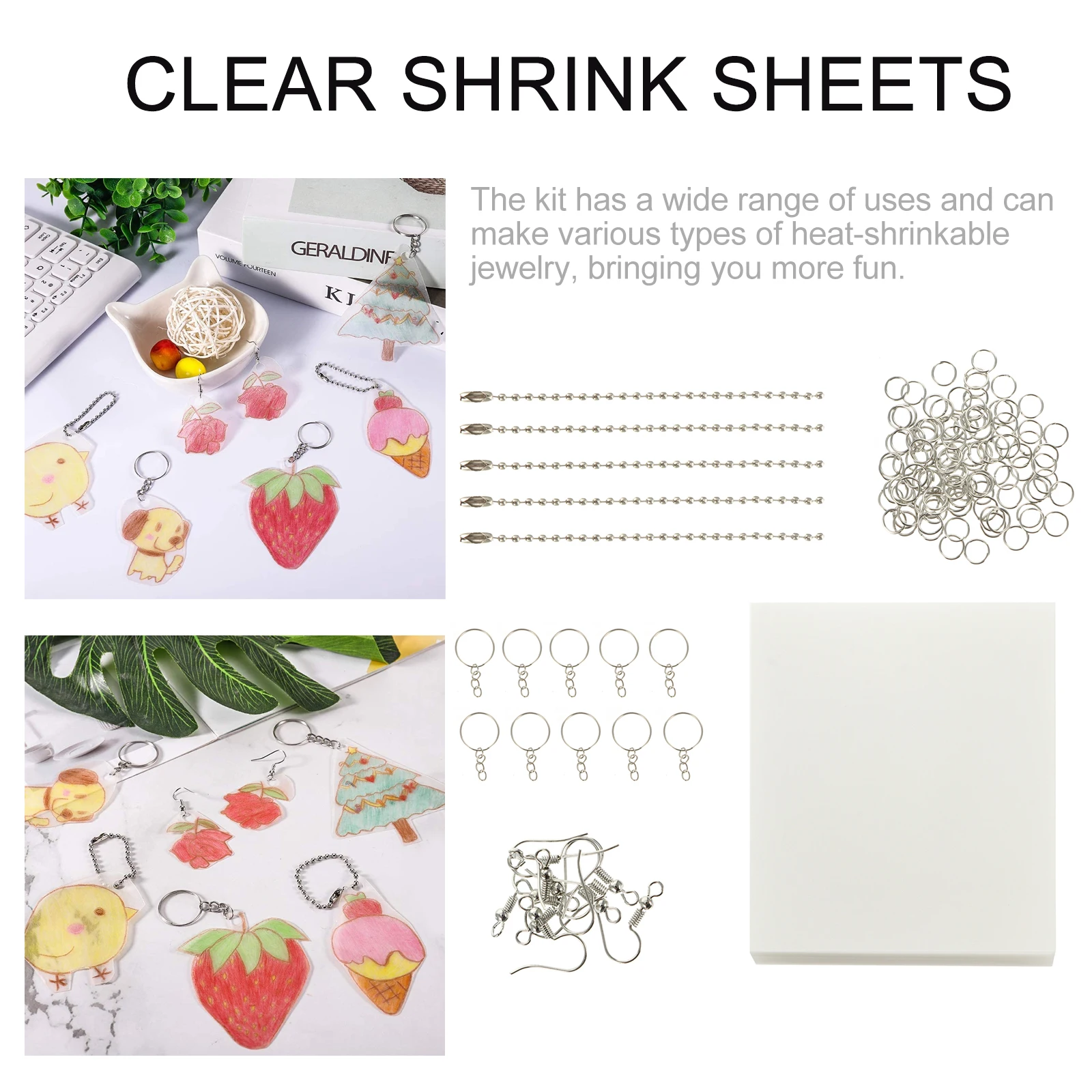 1 set 1 Set Heat Shrink Sheet Kit Clear Shrink Art Sheets Diy Jewelry Making Materials Party Decoration Crafts
1 set 1 Set Heat Shrink Sheet Kit Clear Shrink Art Sheets Diy Jewelry Making Materials Party Decoration Crafts