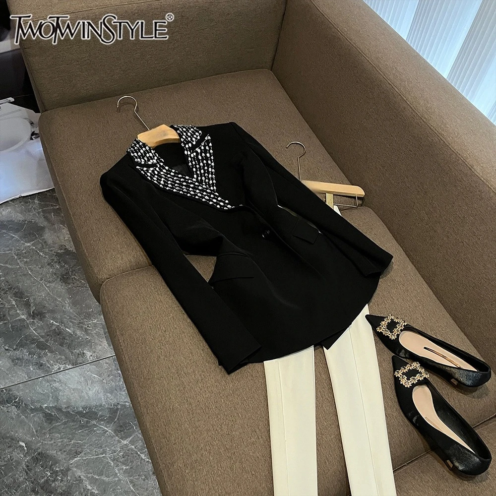 TWOTWINSTYLE Design Sense Luxury Blazers For Women Lapel Long Sleeve Spliced Button Autumn Commute Jacket Female New KJA545762
TWOTWINSTYLE Design Sense Luxury Blazers For Women Lapel Long Sleeve Spliced Button Autumn Commute Jacket Female New KJA545762