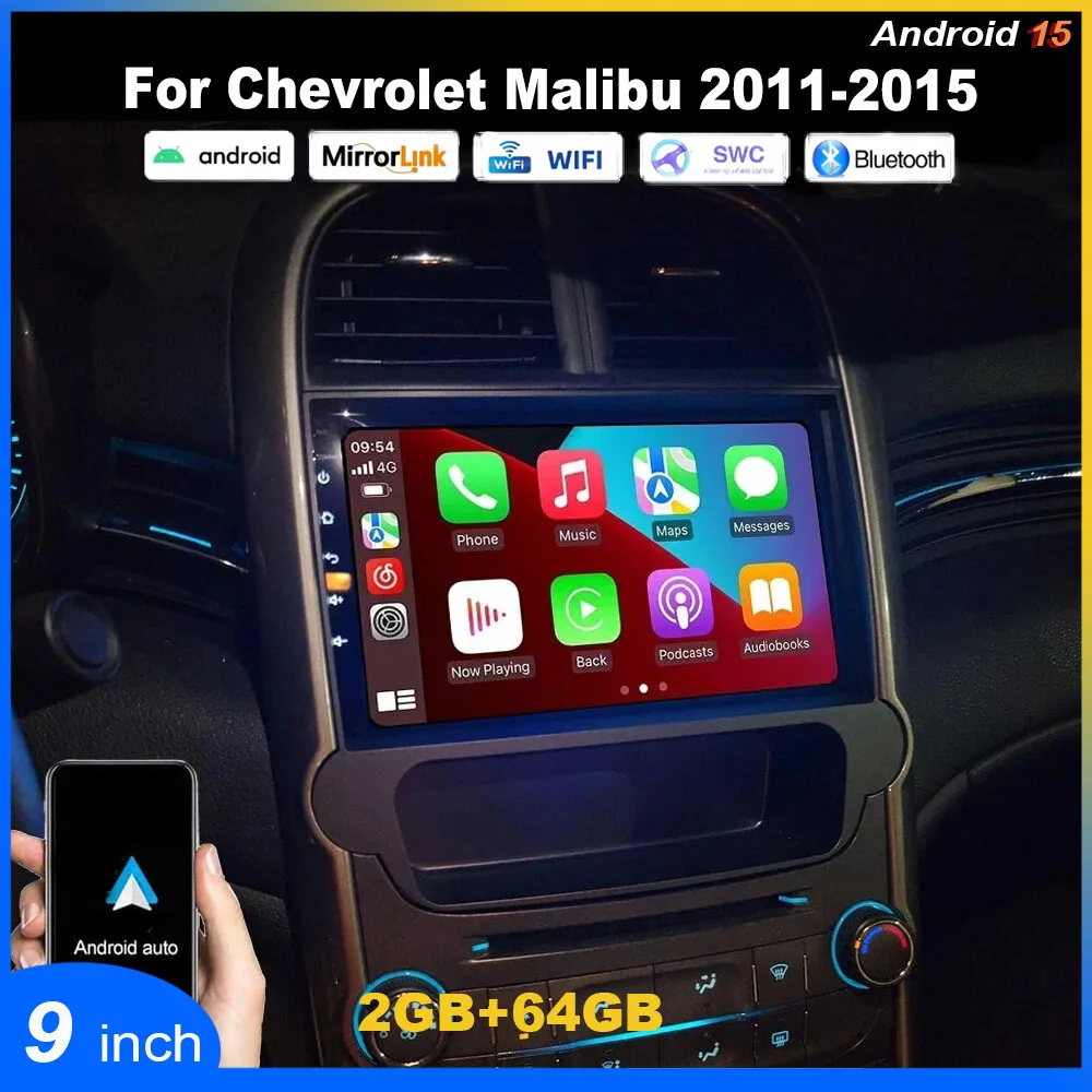 9'' Android15 Car Stereo Radio for Chevrolet Malibu 2011-2015 Bluetooth with Carplay and Android Auto WiFi GPS Navigation 2+64GB
9'' Android15 Car Stereo Radio for Chevrolet Malibu 2011-2015 Bluetooth with Carplay and Android Auto WiFi GPS Navigation 2+64GB