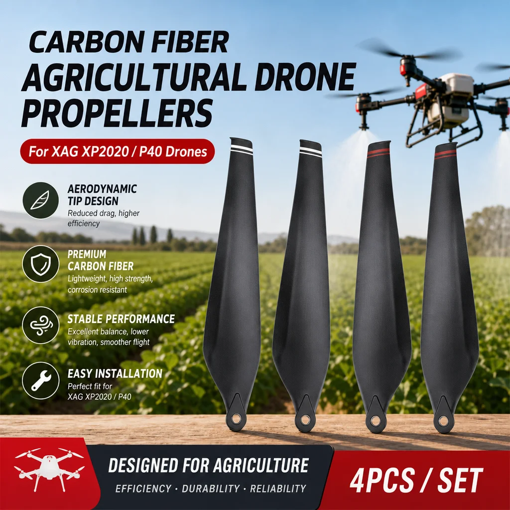 Carbon Fiber Propellers XP-S/XP-T Agricultural Drone Blades with Aerodynamic Tip Design For XAG XP2020/P40 Drones
Carbon Fiber Propellers XP-S/XP-T Agricultural Drone Blades with Aerodynamic Tip Design For XAG XP2020/P40 Drones