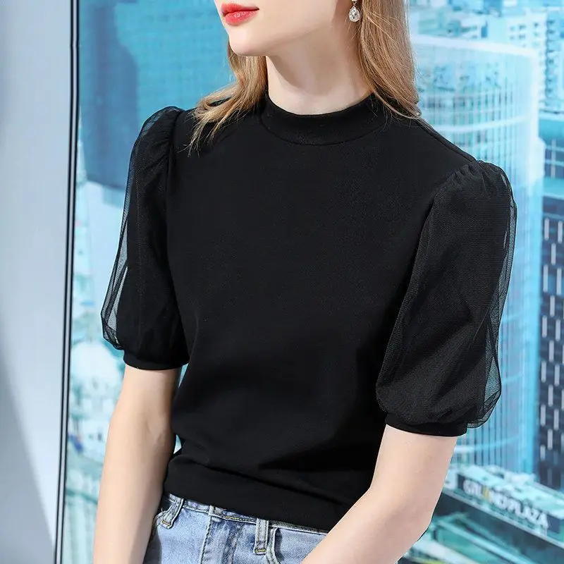 Court Bubble Sleeve Summer New Black T-Shirt Women's Retro Temperament Short Sleeve Tops Stylish
Court Bubble Sleeve Summer New Black T-Shirt Women's Retro Temperament Short Sleeve Tops Stylish