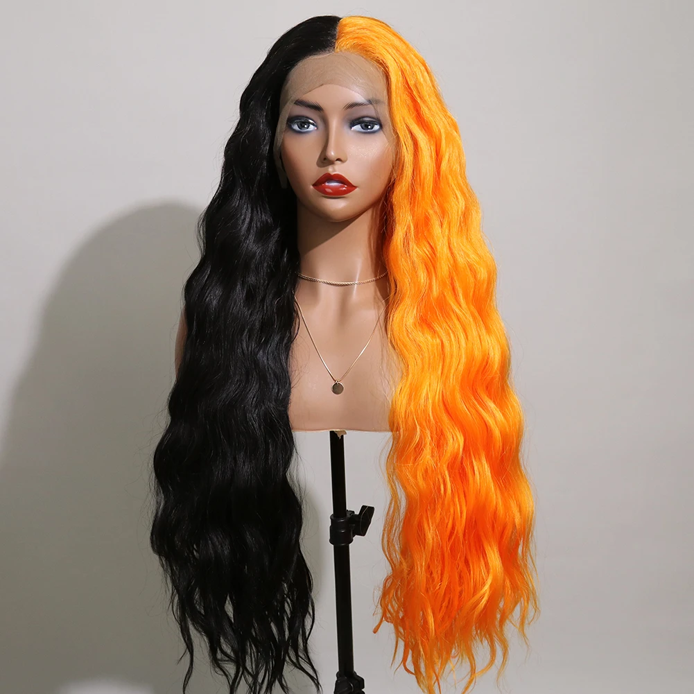 Long 30 inch Half Black Half Orange Wig Glueless HD Transparent Lace Synthetic Loose Wave Heat Resistant Cosplay Wigs For Women
Long 30 inch Half Black Half Orange Wig Glueless HD Transparent Lace Synthetic Loose Wave Heat Resistant Cosplay Wigs For Women