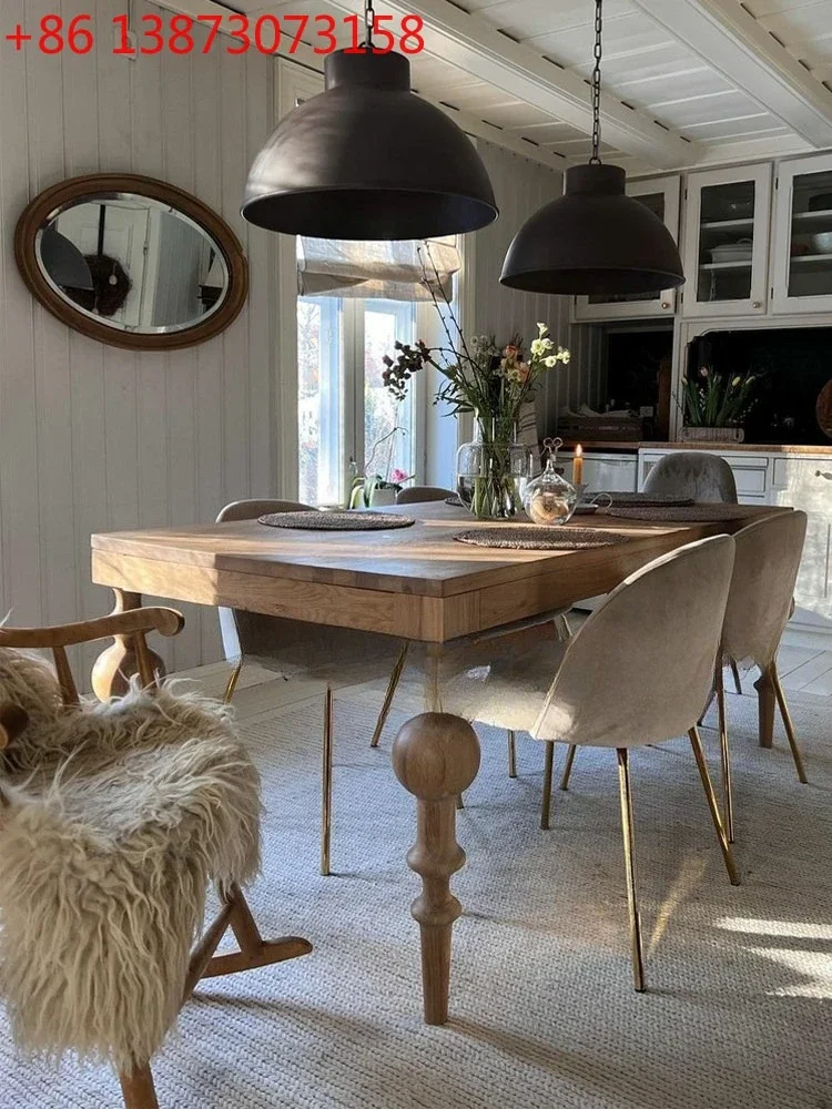 Medieval retro style rectangular solid wood home dining table French antique old log long table
Medieval retro style rectangular solid wood home dining table French antique old log long table
