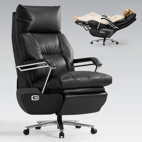 M80A Dual Motor Electric Executive Office Chair with Heat Massage Ventilation, Comfortable Reclining Office Chair Wide Seat, Er