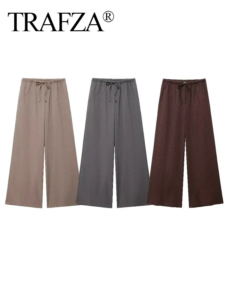 TRAFZA Summer For Female Fashion Solid 3 Colors Elastic Waist Bow Tie Lace Up Wild Pockets Decoration Wide Leg Long Pants Mujer
TRAFZA Summer For Female Fashion Solid 3 Colors Elastic Waist Bow Tie Lace Up Wild Pockets Decoration Wide Leg Long Pants Mujer