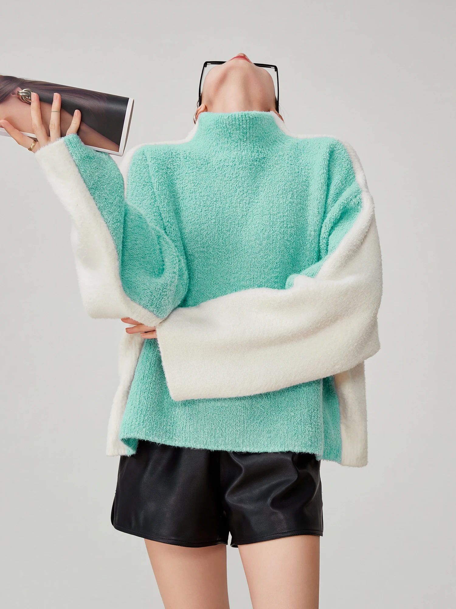 Loose High Collar Soft Cozy Overhead Sweater Women's Korean Sle Color Blo Knitted Top Polyester Fiber Winter Thiened
Loose High Collar Soft Cozy Overhead Sweater Women's Korean Sle Color Blo Knitted Top Polyester Fiber Winter Thiened