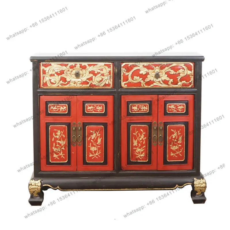 Retro nostalgic gold-painted study red and black storage locker
Retro nostalgic gold-painted study red and black storage locker