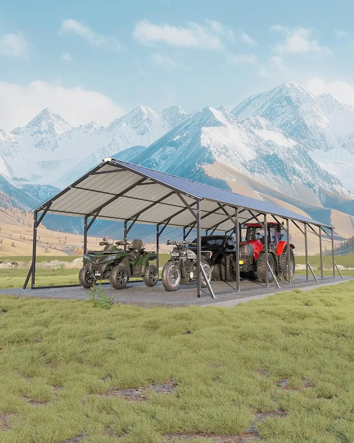 20x30x12ft Heavy Duty Steel Metal Carport Vertical Roof All Weather Multi Vehicle Pickup Boat Tractor Storage, Customized
20x30x12ft Heavy Duty Steel Metal Carport Vertical Roof All Weather Multi Vehicle Pickup Boat Tractor Storage, Customized