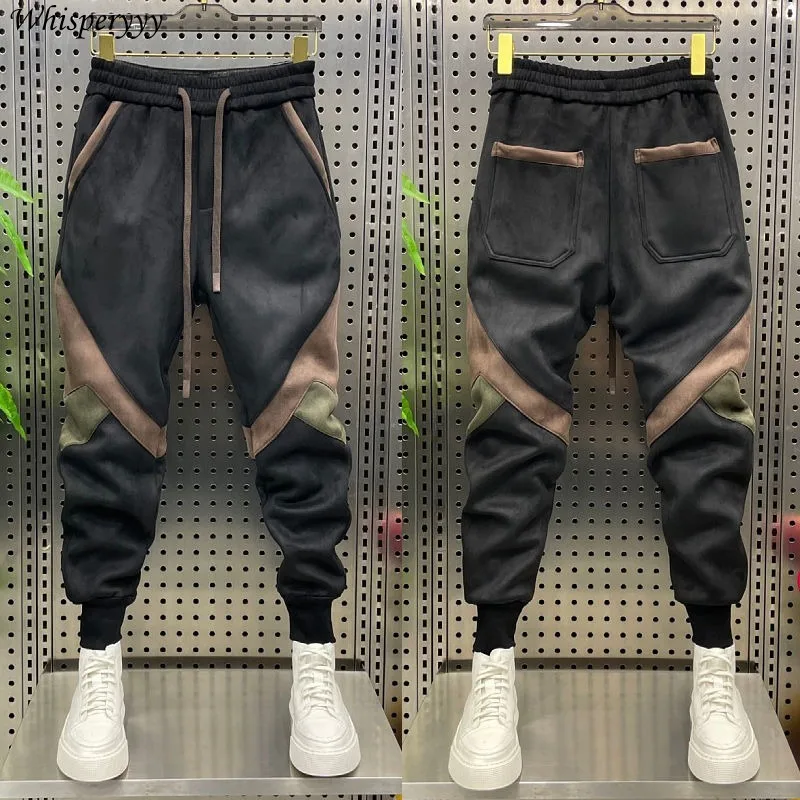 Patchwork Harlan Trousers Men Autumn Winter Velvet Thicken Casual Pants Elastic Elastic Sweatpants Drawstring Pantalon Homme
Patchwork Harlan Trousers Men Autumn Winter Velvet Thicken Casual Pants Elastic Elastic Sweatpants Drawstring Pantalon Homme