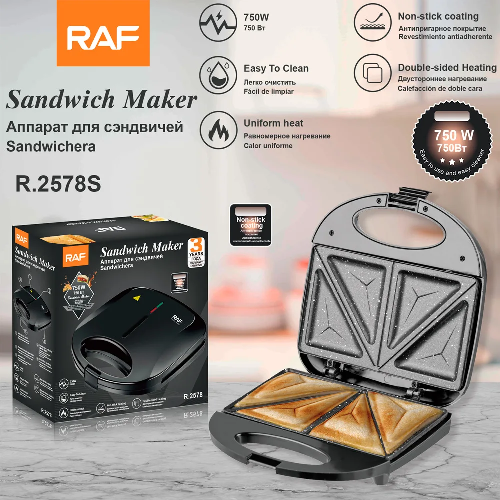 RAF European cross-border household sprinkler double-sided breakfast machine waffle maker sandwich machine multi-function bread
RAF European cross-border household sprinkler double-sided breakfast machine waffle maker sandwich machine multi-function bread