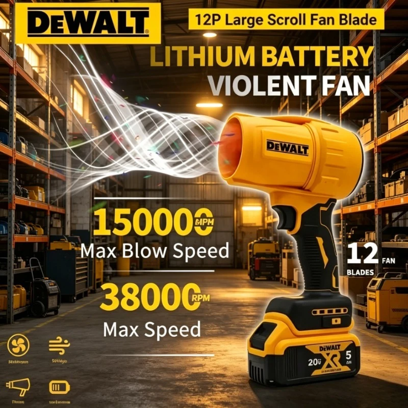 DEWALT 800G Cordless Air Blower Brushless Turbo Fan Violent Fan Thrust Handheld Dust Blowing Tool Rechargeable Power Tool
DEWALT 800G Cordless Air Blower Brushless Turbo Fan Violent Fan Thrust Handheld Dust Blowing Tool Rechargeable Power Tool
