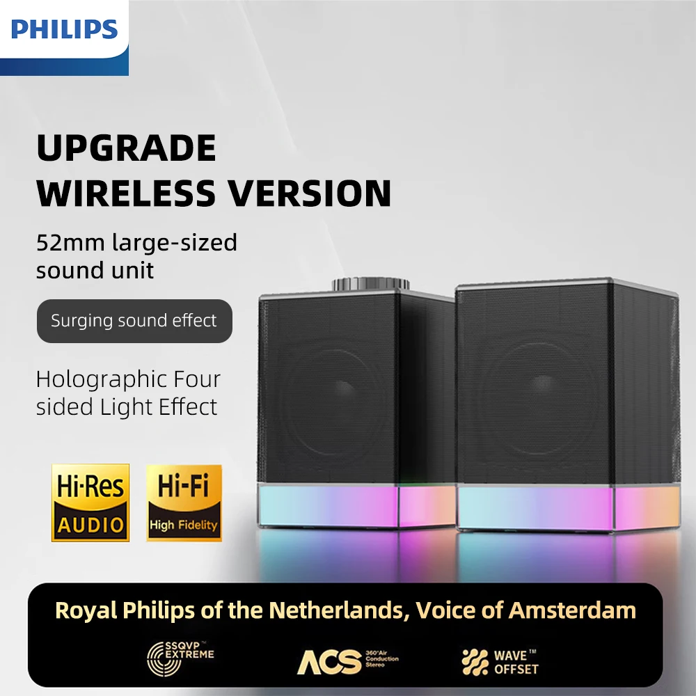 Philips SPA4209 Bluetooth Speaker Cool Holographic RGB PC Desktop Sound Box For Gaming Undistorted Sound Quality Speakers
Philips SPA4209 Bluetooth Speaker Cool Holographic RGB PC Desktop Sound Box For Gaming Undistorted Sound Quality Speakers