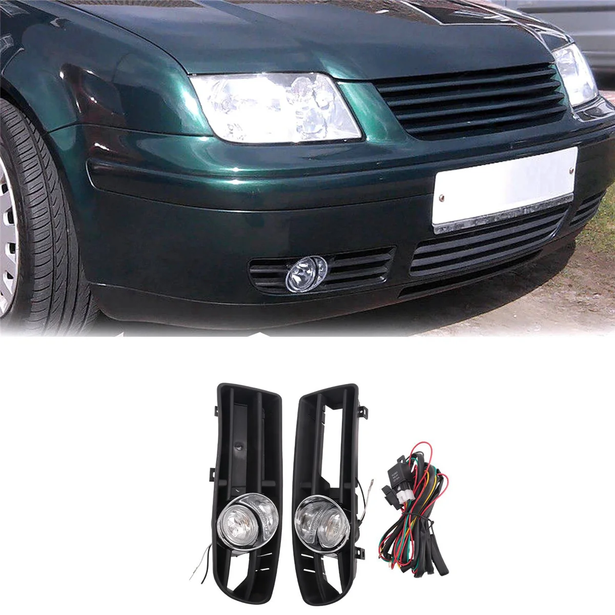 A77Q-Front Fog Lights Assembly Fog Lamp Grille with Switch Harness for MK4 1998-2004
A77Q-Front Fog Lights Assembly Fog Lamp Grille with Switch Harness for MK4 1998-2004