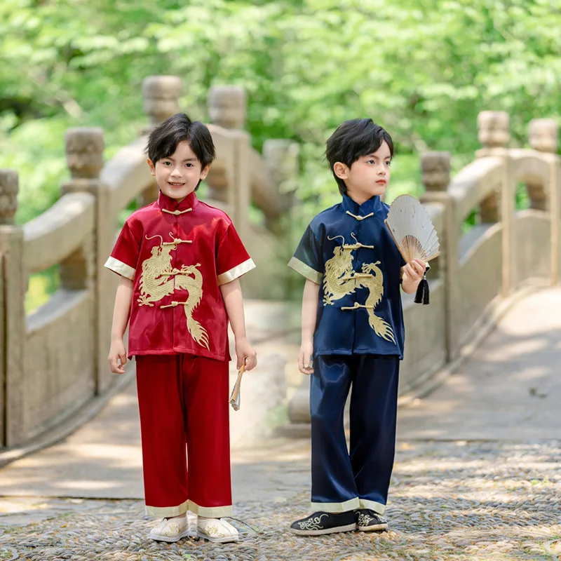 Boys Embroider Dragon Kungfu Suit Summer New Chinese Style Kids Short Sleeve Shirt& Pants Kungfu Sets 2 Pieces Tai Chi Clothing
Boys Embroider Dragon Kungfu Suit Summer New Chinese Style Kids Short Sleeve Shirt& Pants Kungfu Sets 2 Pieces Tai Chi Clothing