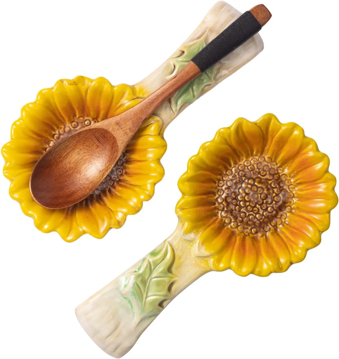 Sunflower Ceramic Spoon Rest for Stove Top, 2 Pack Spoon Holder for Kitchen Counter Cooking Utensils
Sunflower Ceramic Spoon Rest for Stove Top, 2 Pack Spoon Holder for Kitchen Counter Cooking Utensils
