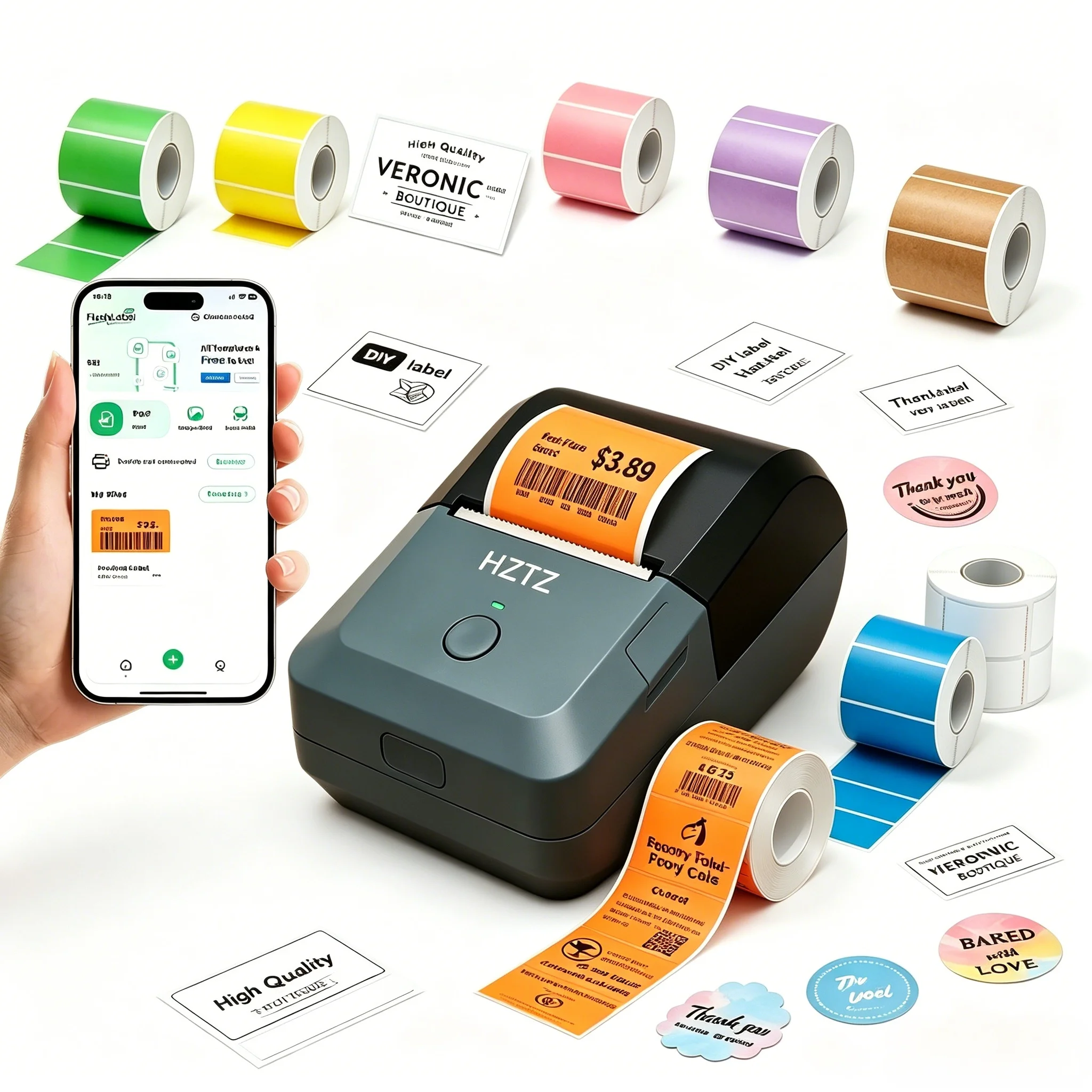 Wireless Thermal Label Maker, Supports Colorful Paper, Bluetooth Sticker Printer for Small Business, Retail & Bakery Tags
Wireless Thermal Label Maker, Supports Colorful Paper, Bluetooth Sticker Printer for Small Business, Retail & Bakery Tags