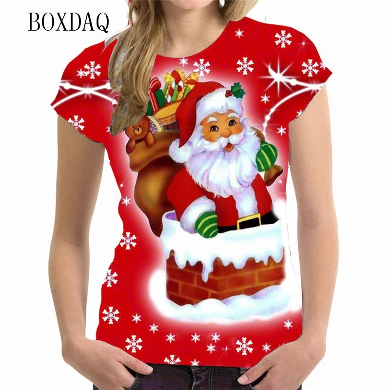 Short Sleeve Cartoon Santa Claus Women 3d T-shirts Street Hip Hop Cute Ladies Tee Christmas Style Loose Casual Tops
Short Sleeve Cartoon Santa Claus Women 3d T-shirts Street Hip Hop Cute Ladies Tee Christmas Style Loose Casual Tops