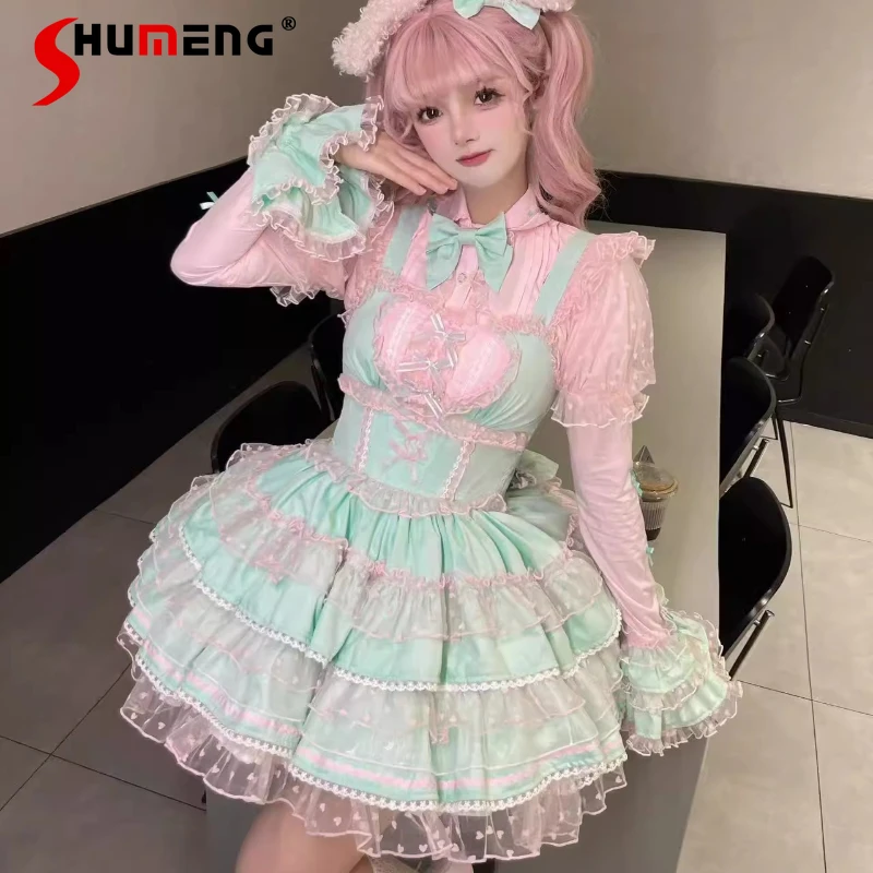 Original Sweet Lolita Style Dress Set New Spring and Autumn Women's Sweet Long Sleeve Shirt Blouse JSK Sling Dress Set Outfits
Original Sweet Lolita Style Dress Set New Spring and Autumn Women's Sweet Long Sleeve Shirt Blouse JSK Sling Dress Set Outfits