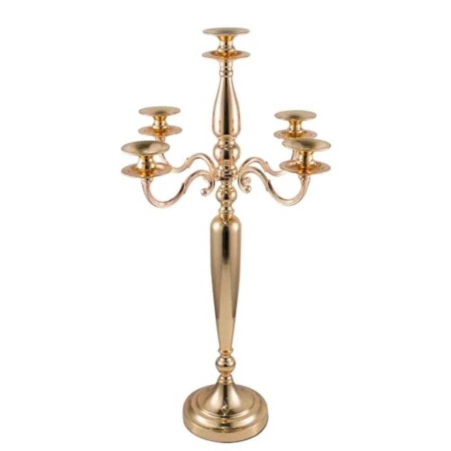 28'' Tall 5 Arm Candelabra Gold Taper Candle Holder Centerpieces for Wedding Table Decoration Party Halloween Christmas Event C
28'' Tall 5 Arm Candelabra Gold Taper Candle Holder Centerpieces for Wedding Table Decoration Party Halloween Christmas Event C