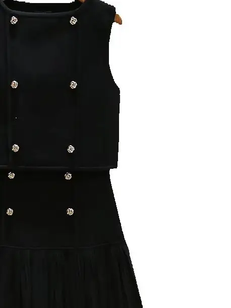 Spring/Summer Women O-Neck Sleeveless Solid Set Double Breasted Vest + High Waist A-line Fashion Pleated Mini Skirt
Spring/Summer Women O-Neck Sleeveless Solid Set Double Breasted Vest + High Waist A-line Fashion Pleated Mini Skirt