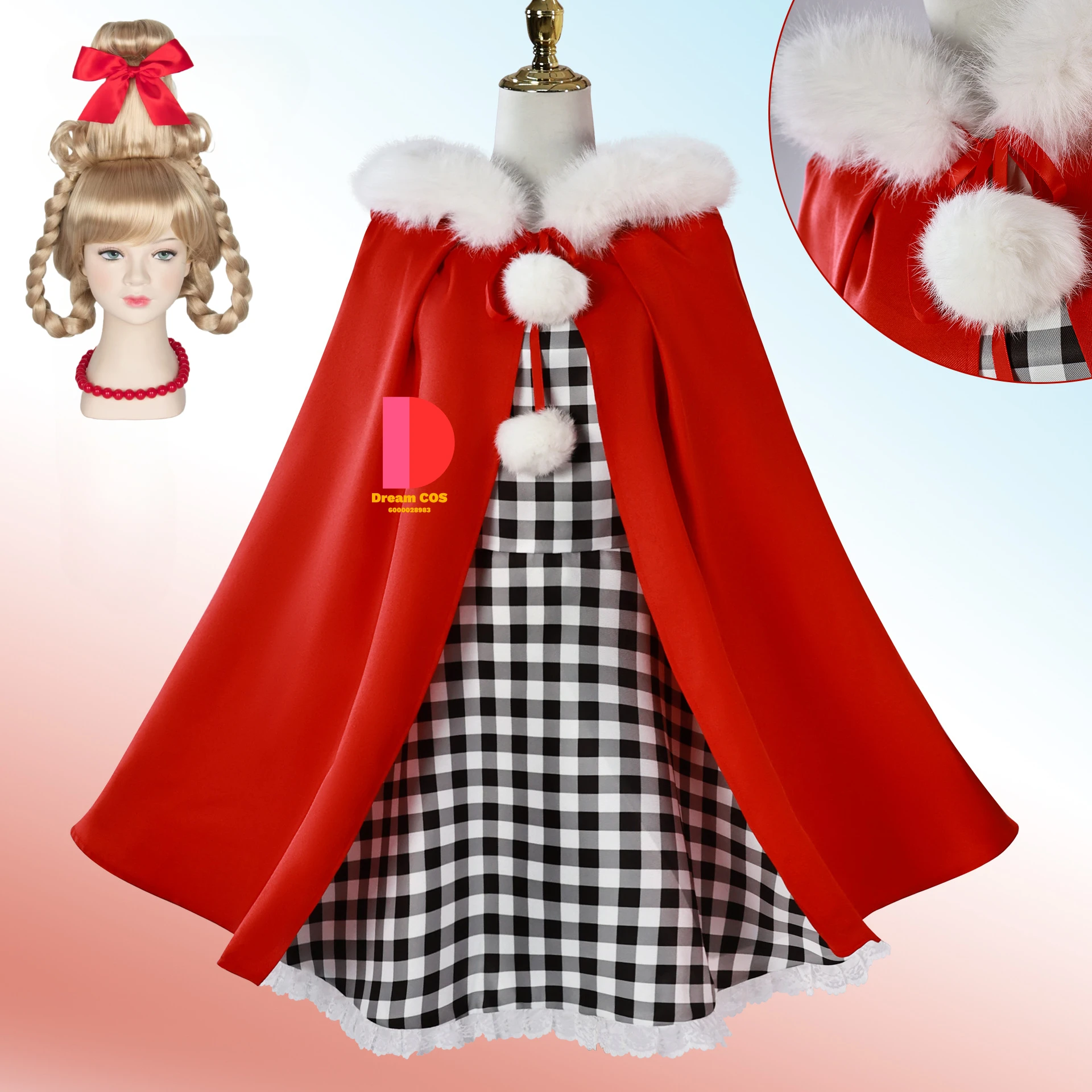 Cindy How TheGriinch Stole Christmas Fashion Cosplay Costume Christmas Uniform Red Hood Cloak Plaid Dress Party Comic Con Outfit
Cindy How TheGriinch Stole Christmas Fashion Cosplay Costume Christmas Uniform Red Hood Cloak Plaid Dress Party Comic Con Outfit