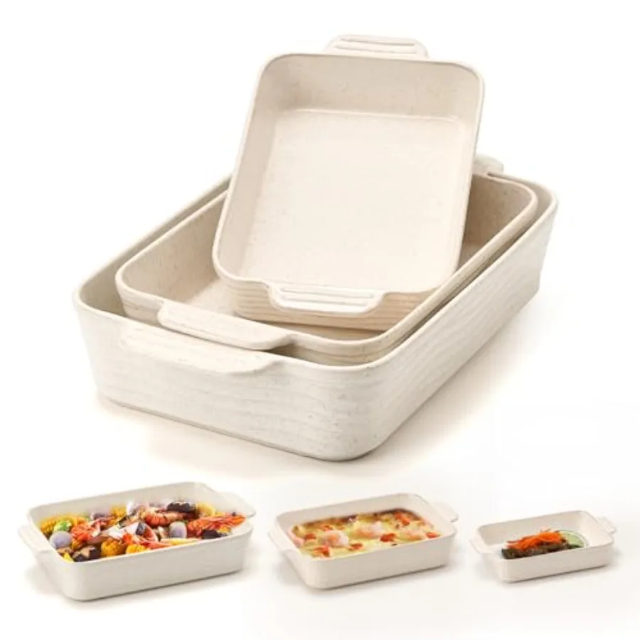 Ceramic Baking Dish Set of 3, Casserole Dishes for Oven, Square Porcelain Bakeware Set with Handles, Lasagna Baking Pan for Coo
Ceramic Baking Dish Set of 3, Casserole Dishes for Oven, Square Porcelain Bakeware Set with Handles, Lasagna Baking Pan for Coo