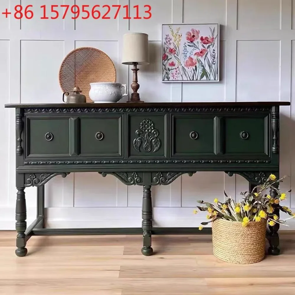 French vintage solid wood carved entrance cabinet American light luxury living room
French vintage solid wood carved entrance cabinet American light luxury living room