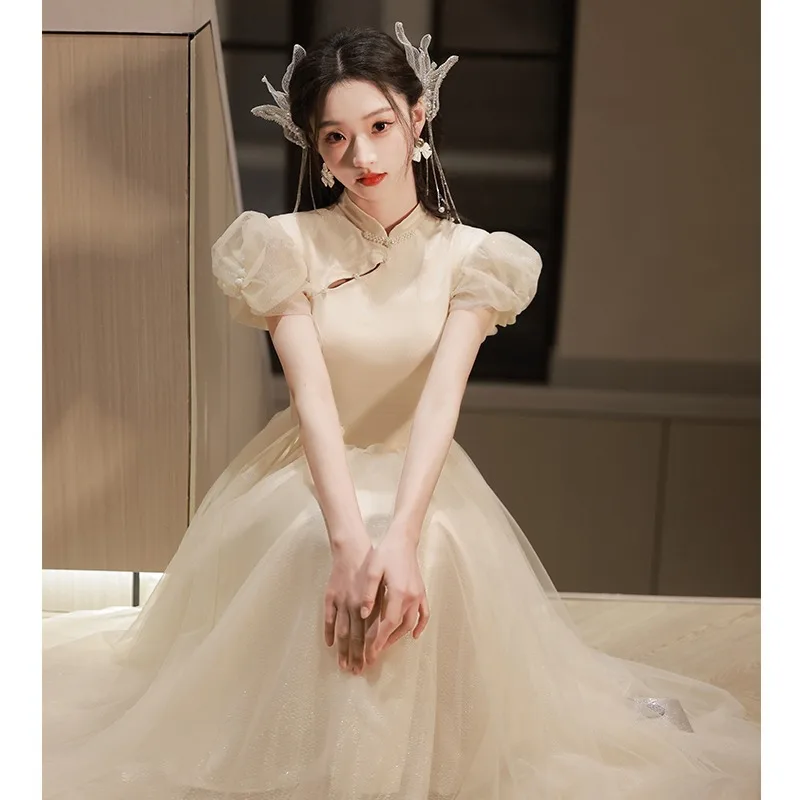 Elegant Champagne Short Sleeve Evening Dress 2023 Women A Line Prom Dress Tulle Party Gown
Elegant Champagne Short Sleeve Evening Dress 2023 Women A Line Prom Dress Tulle Party Gown