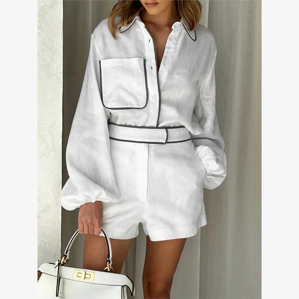 Women's Cotton Linen Short Sleeve Fashionable Summer Outfit Two-Piece Set with Stand Collar Long Pants for Young Adults
Women's Cotton Linen Short Sleeve Fashionable Summer Outfit Two-Piece Set with Stand Collar Long Pants for Young Adults