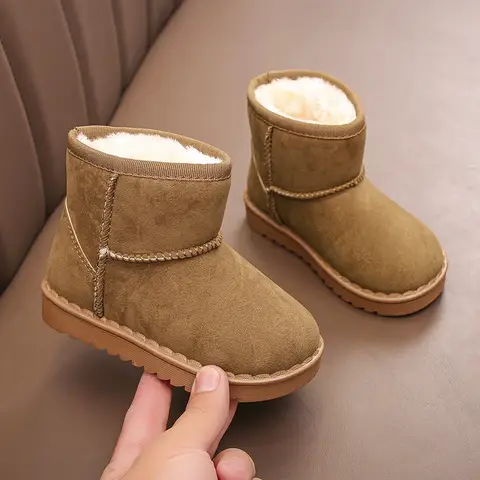 Children Snow Boots Winter Cute Warm Fashion Anti Slip Shoes Kids Boys Girls Leisure Thick Fur Platform Flat Short Boot Sneakers