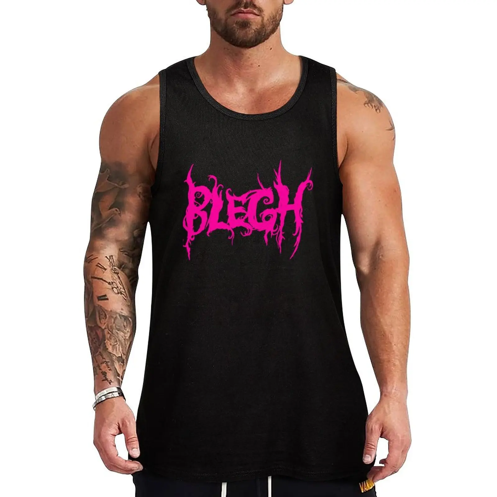 Hot Pink Blegh on Black Tank Top sleeveless vests Men's summer t-shirt gym shirt man running shirt underwear
Hot Pink Blegh on Black Tank Top sleeveless vests Men's summer t-shirt gym shirt man running shirt underwear