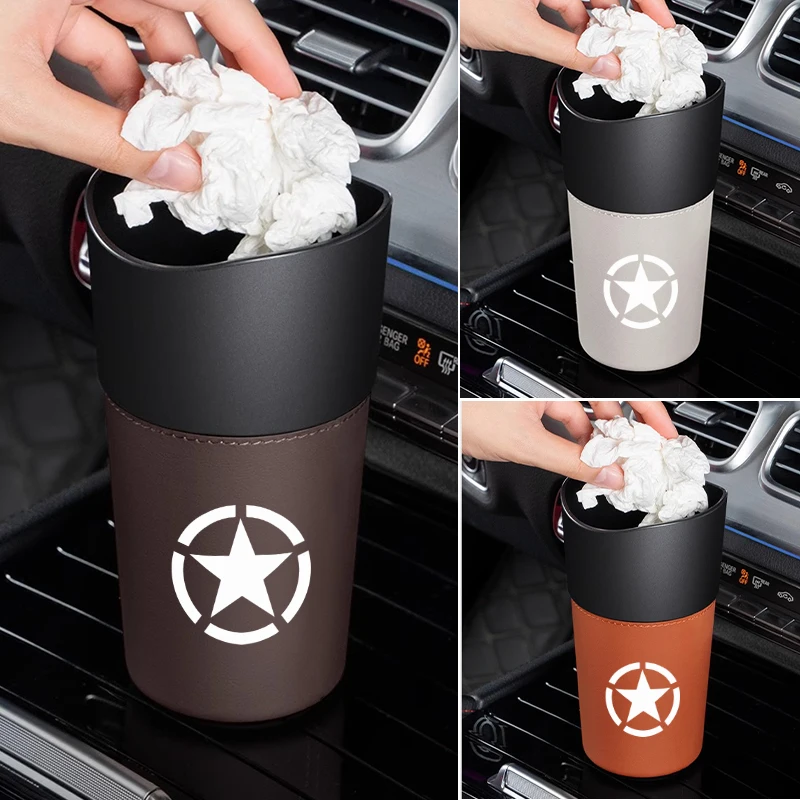 Car Trash Can Mini Leather Wather Cup Sink Organizer For Jeep Renegade Compass Grand-Cherokee Wrangler Wrangler-JK Cherokee Patr 
Car Trash Can Mini Leather Wather Cup Sink Organizer For Jeep Renegade Compass Grand-Cherokee Wrangler Wrangler-JK Cherokee Patr