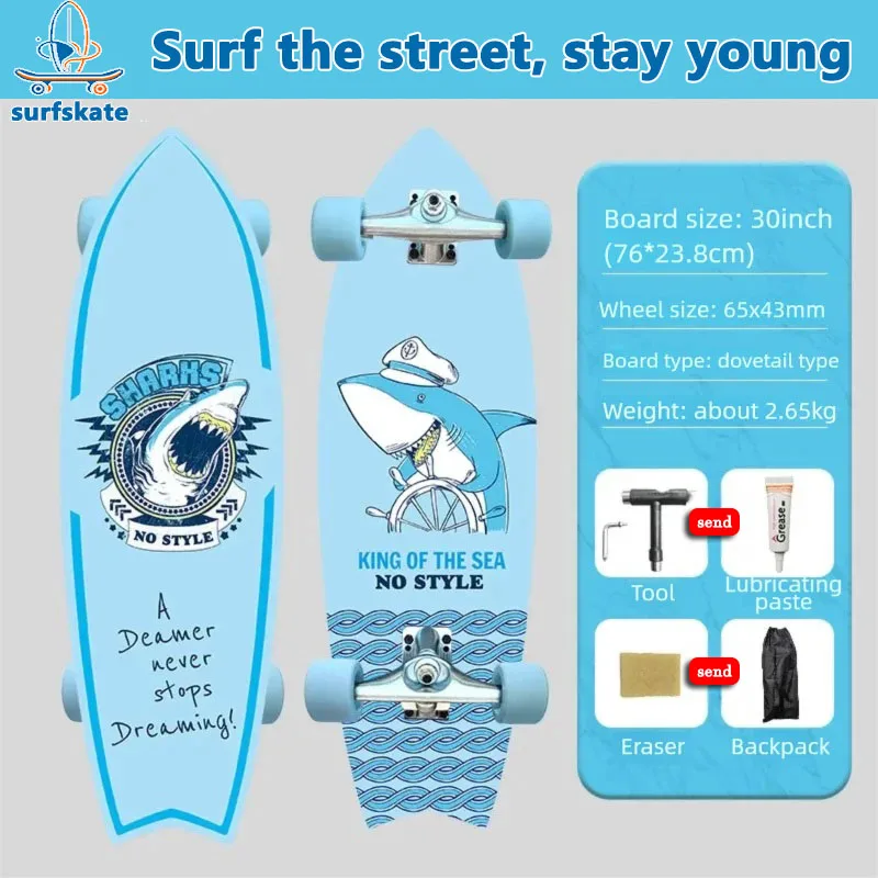 7 Layer Maple Land Surfboard Swallow Tail Skateboard with High Speed Bearings for Beginners Adults Street Cruising Commuting
7 Layer Maple Land Surfboard Swallow Tail Skateboard with High Speed Bearings for Beginners Adults Street Cruising Commuting