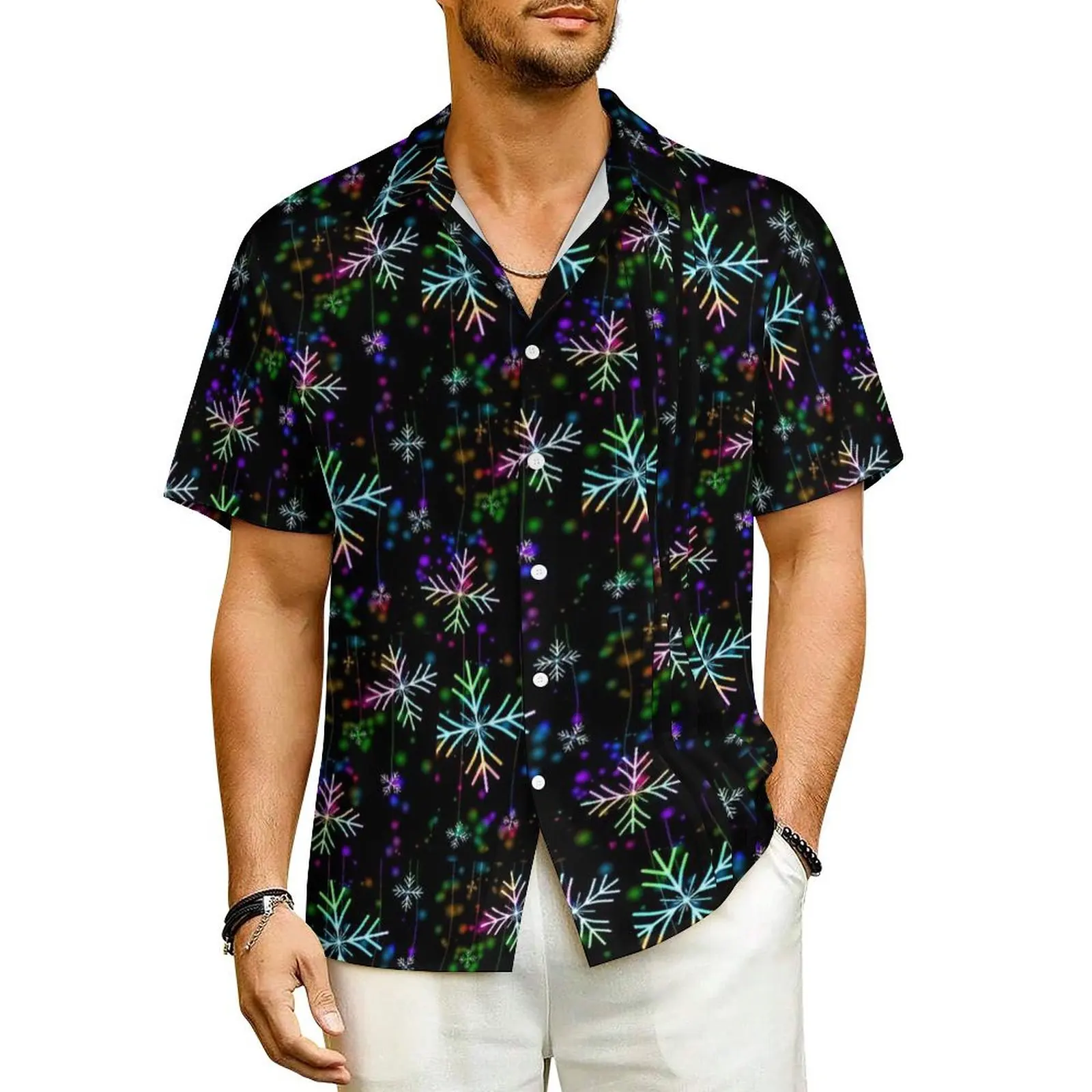 Christmas Snowflake Beach Shirt Colorful Print Summer Casual Shirts Male Vintage Blouses Short Sleeve Streetwear Custom Clothing
Christmas Snowflake Beach Shirt Colorful Print Summer Casual Shirts Male Vintage Blouses Short Sleeve Streetwear Custom Clothing