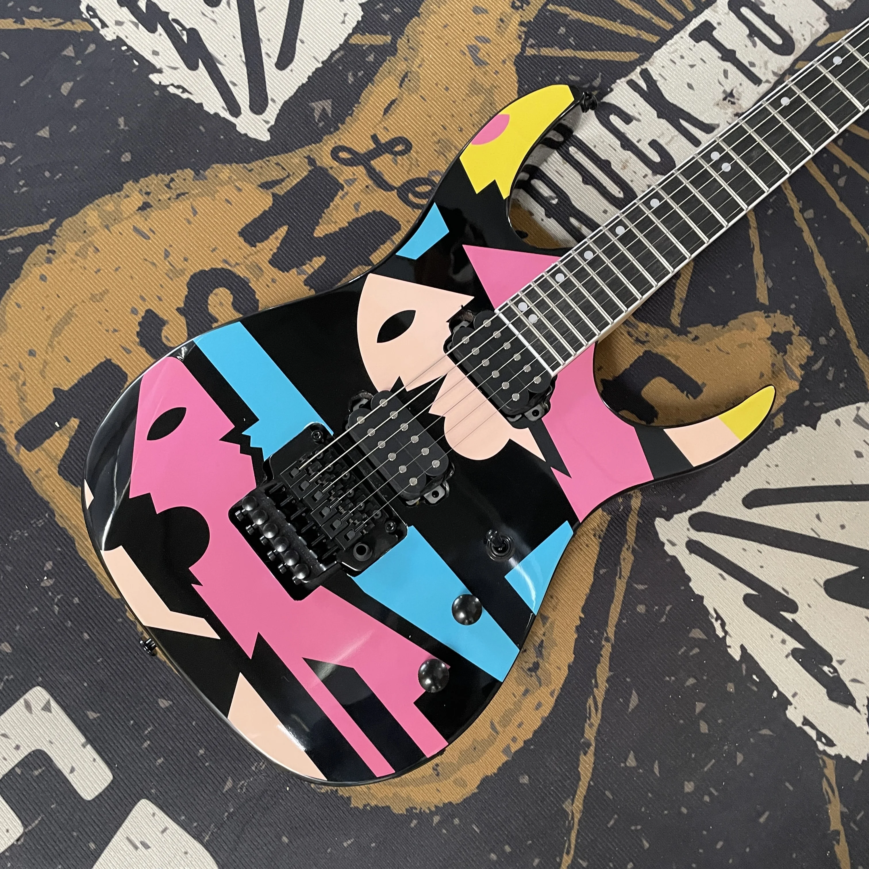 6-String Multi-Color Electric Guitar, Guitar with Pattern, Black Hardware Electric Guitar, Rosewood Fingerboard
6-String Multi-Color Electric Guitar, Guitar with Pattern, Black Hardware Electric Guitar, Rosewood Fingerboard