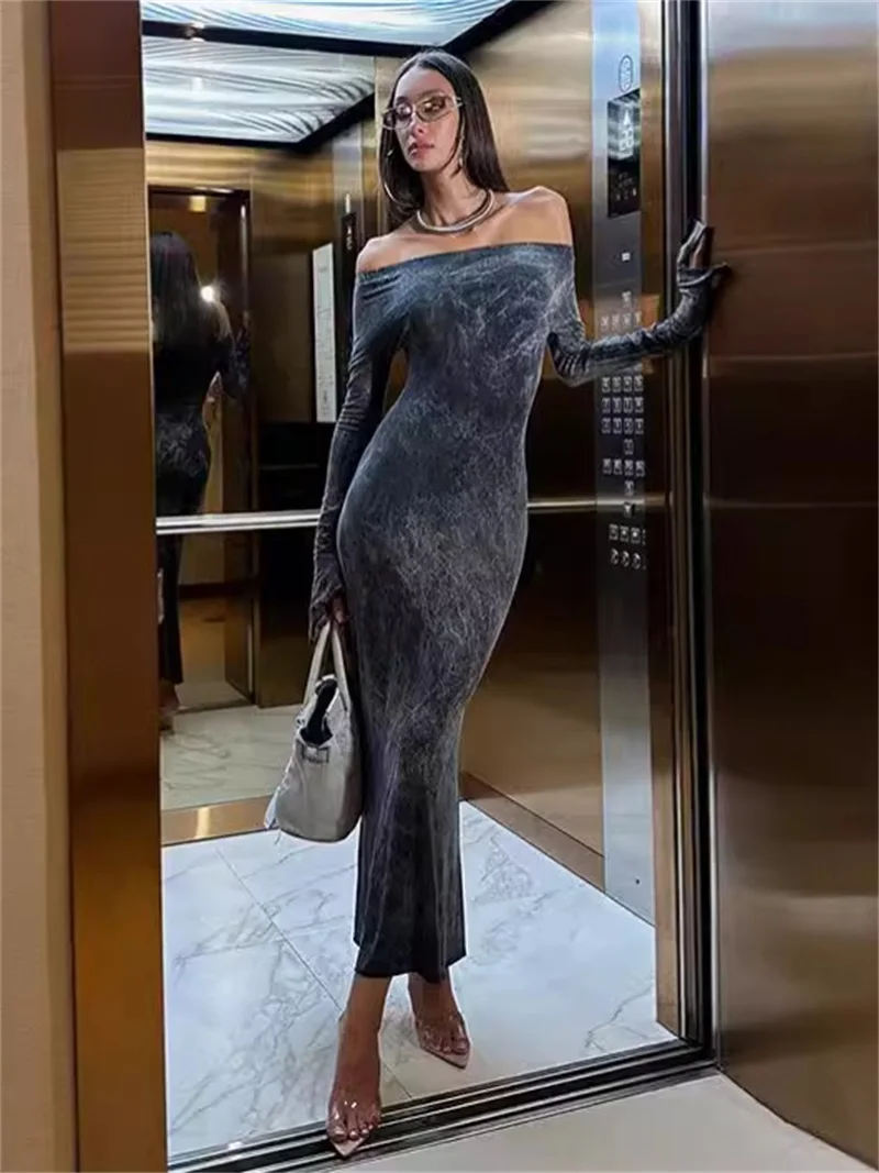 Off The Shoulder Long Sleeve Women's Prom Dress Backless Printing Party Gown Black Sheath Slim Evening Skirt New Design In Stock
Off The Shoulder Long Sleeve Women's Prom Dress Backless Printing Party Gown Black Sheath Slim Evening Skirt New Design In Stock