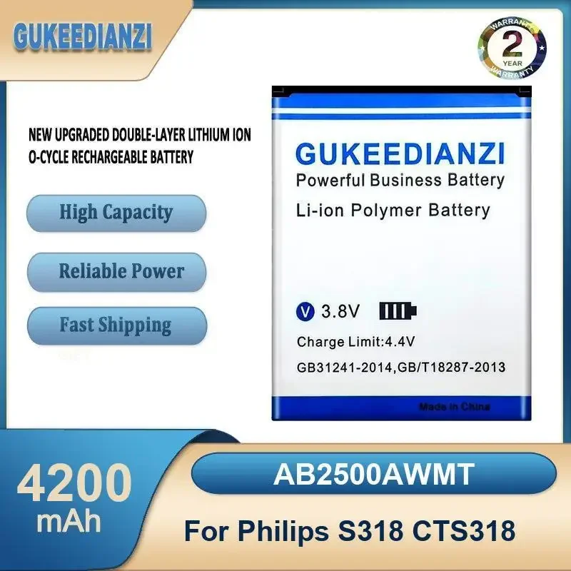 AB2500AWMT 4200 мАч аккумулятор мобильного телефона большой емкости для Philips S318 CTS318
AB2500AWMT 4200 мАч аккумулятор мобильного телефона большой емкости для Philips S318 CTS318