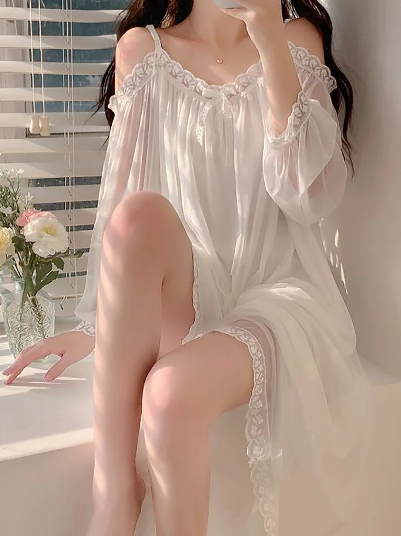 Korean Vintage Princess Lace Pajamas Sleepwear Women Spring Summer Fairy Ruffles Lolita Night Dress Victorian Sexy Nightgowns
Korean Vintage Princess Lace Pajamas Sleepwear Women Spring Summer Fairy Ruffles Lolita Night Dress Victorian Sexy Nightgowns