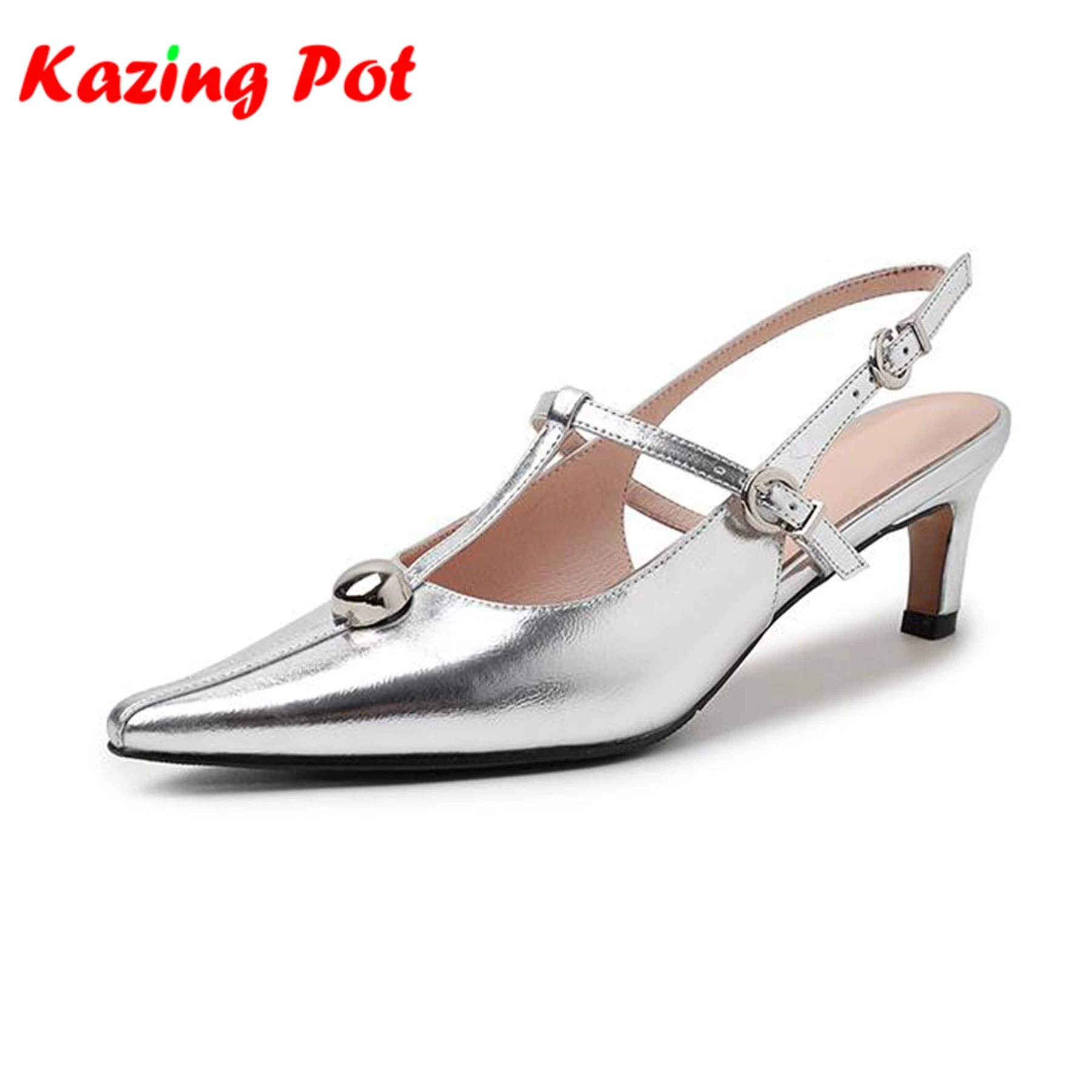 Krazing Pot Sheepskin Point Toe Thin Med Heels Spring Summer Shoes Shallow Dating Party Metal Circle Button Brand Women Pumps
Krazing Pot Sheepskin Point Toe Thin Med Heels Spring Summer Shoes Shallow Dating Party Metal Circle Button Brand Women Pumps