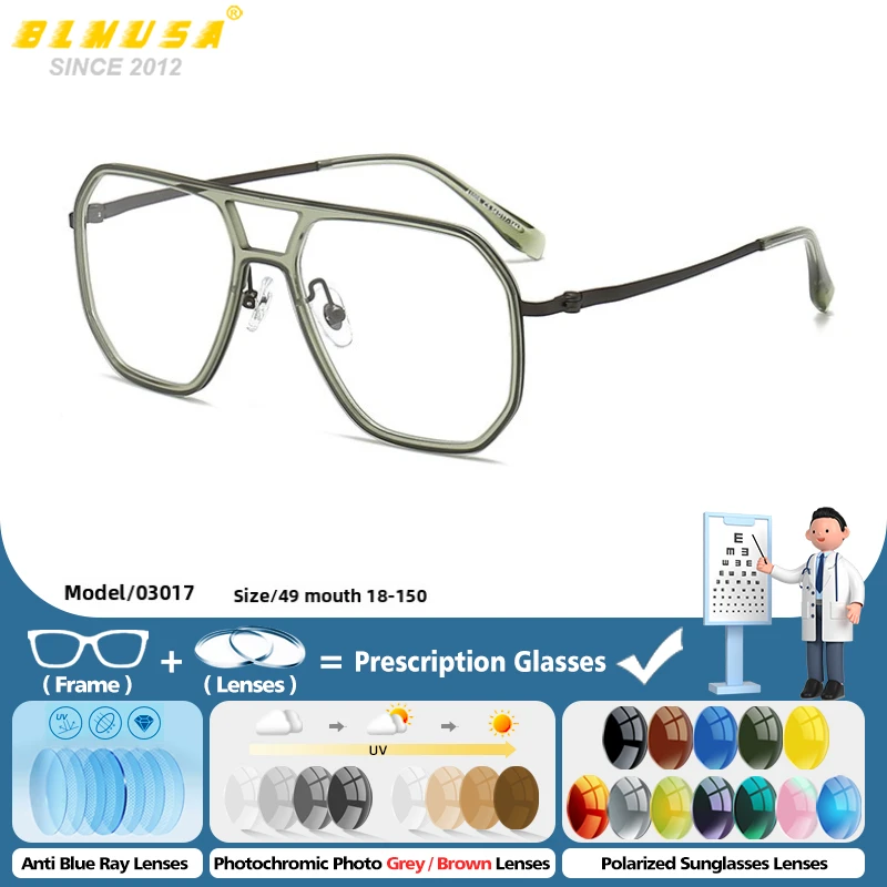 BLMUSA Men Lightweight Pilot Progressive Prescription Glasses Polygonal Anti Blue Light Eyeware Photochromic Outdoor Eyeglasses
BLMUSA Men Lightweight Pilot Progressive Prescription Glasses Polygonal Anti Blue Light Eyeware Photochromic Outdoor Eyeglasses
