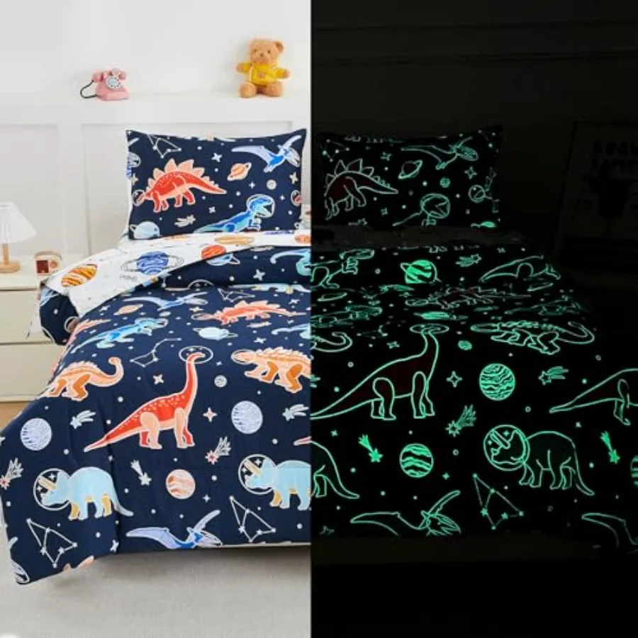 Dinosaur Comforter Set Size 5 Pieces Bed in A Bag for Boys Girls Glow in The Dark Space Planet Bedding Sets with Sheet
Dinosaur Comforter Set Size 5 Pieces Bed in A Bag for Boys Girls Glow in The Dark Space Planet Bedding Sets with Sheet