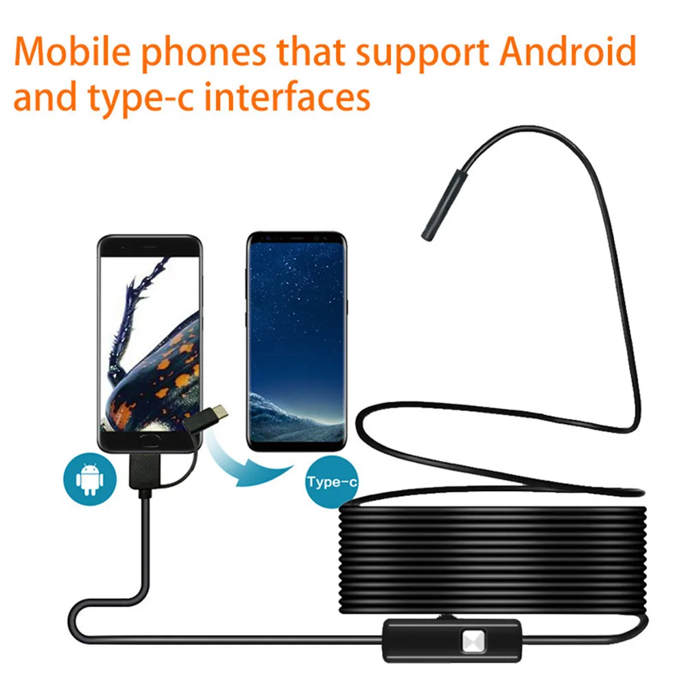 5.5mm Sewer Industrial Endoscope Piping Endoscopy Type C Flexible Snake Mini Camera 3 in 1 Automotive Borescope for Android
5.5mm Sewer Industrial Endoscope Piping Endoscopy Type C Flexible Snake Mini Camera 3 in 1 Automotive Borescope for Android