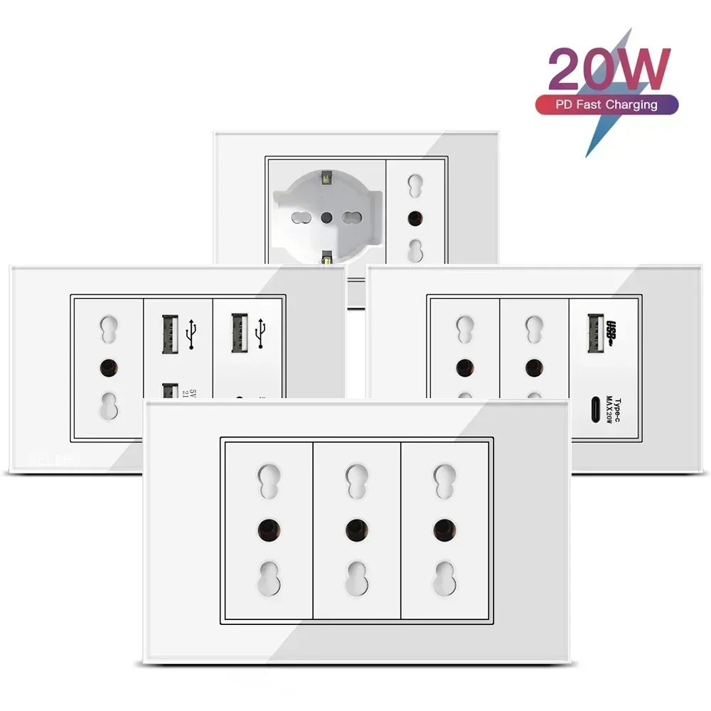 White Tempered Glass Italy USB TypeC Fast Charging Wall Socket Schuko Tuya Wifi Smart Switch Sat TV Tel Doorbell Chile
White Tempered Glass Italy USB TypeC Fast Charging Wall Socket Schuko Tuya Wifi Smart Switch Sat TV Tel Doorbell Chile
