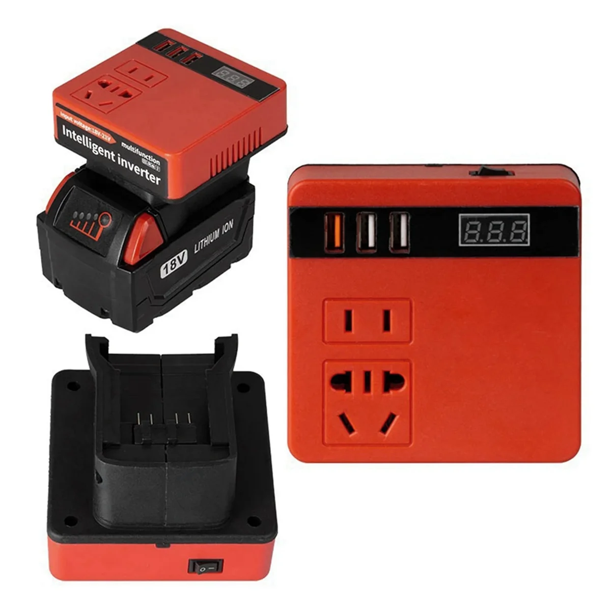 ABRI_Power Inverter for Milwaukee 18V Battery Portable Modified Sine Wave Inverter Generator Outdoor Charging
ABRI_Power Inverter for Milwaukee 18V Battery Portable Modified Sine Wave Inverter Generator Outdoor Charging