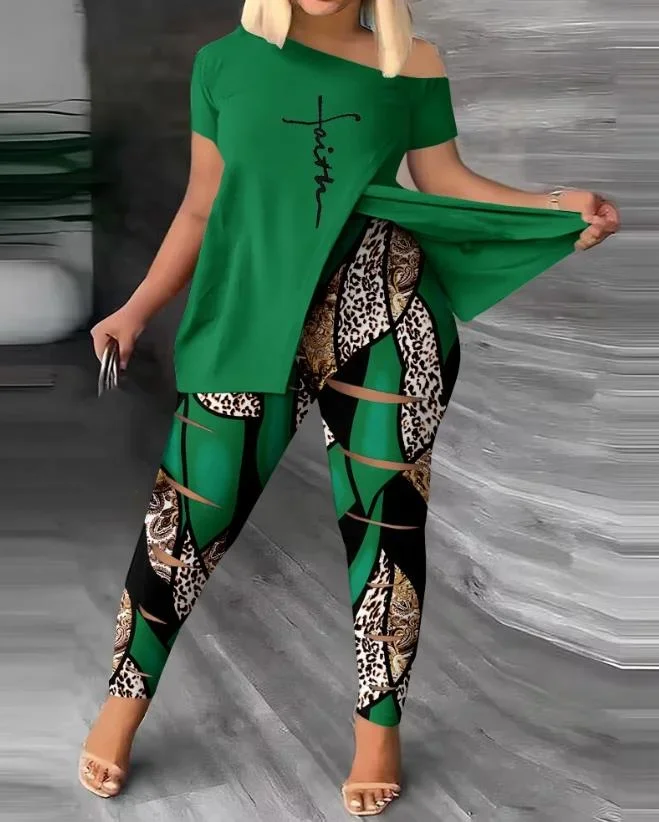 CPSYMYM Two Piece Sets Womens Outifits Summer Faith Leopard Print Split Hem Skew Neck Short Sleeve Top & Casual Pants Se
CPSYMYM Two Piece Sets Womens Outifits Summer Faith Leopard Print Split Hem Skew Neck Short Sleeve Top & Casual Pants Se