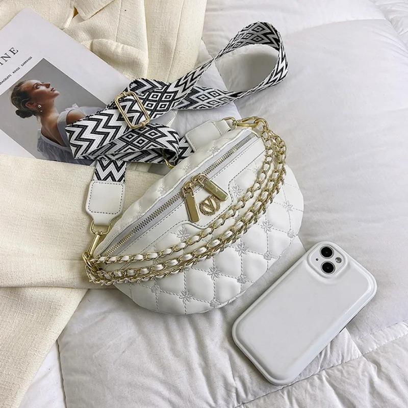 Luxury Diamond Lattice PU Chain Waist Bags For Women Sewing Thread Fanny Pack Female Waist Pack Wide Strap Crossbody Chest Bag
Luxury Diamond Lattice PU Chain Waist Bags For Women Sewing Thread Fanny Pack Female Waist Pack Wide Strap Crossbody Chest Bag