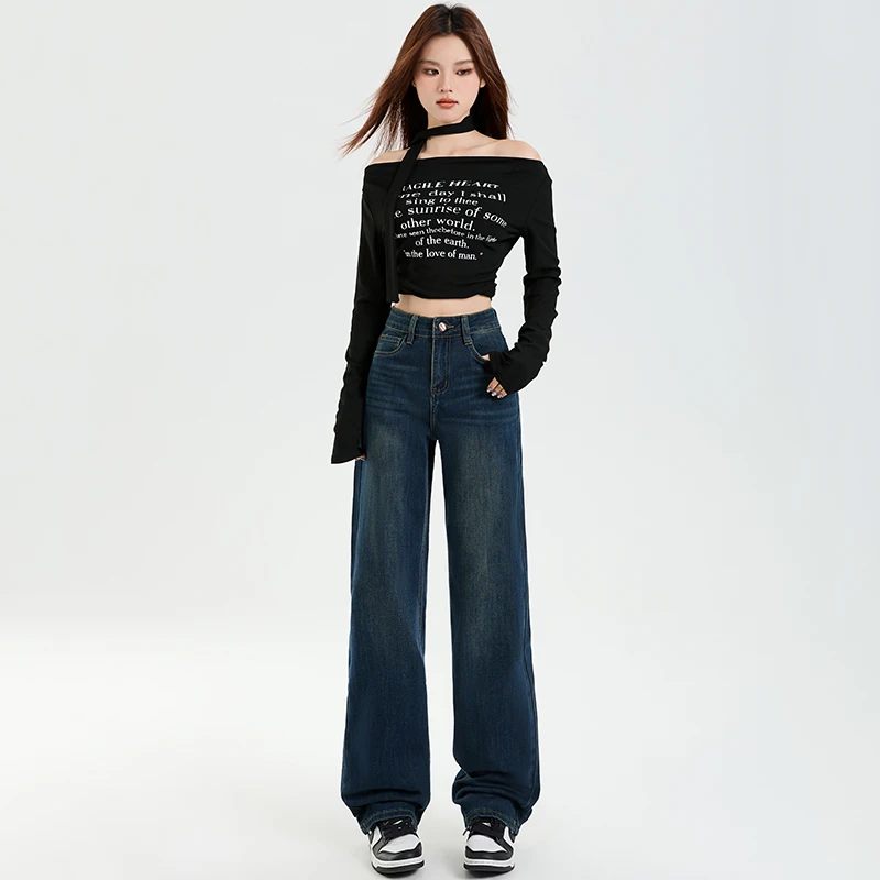 2025New elastic slim straight-leg jeans for women, American retro high-waisted slimming denim wide-leg pants
2025New elastic slim straight-leg jeans for women, American retro high-waisted slimming denim wide-leg pants