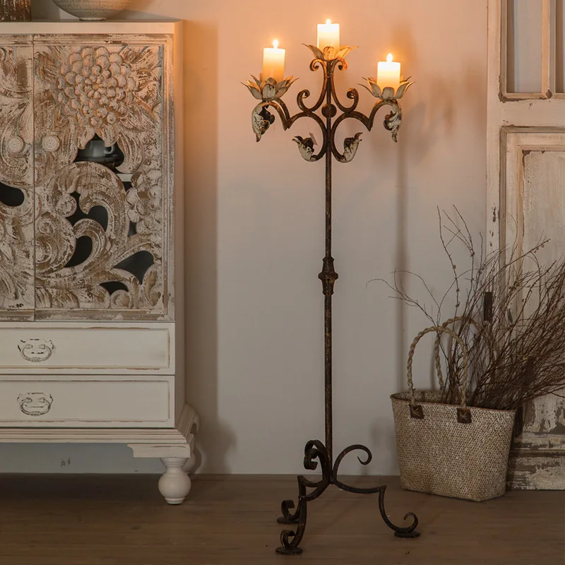 Retro floor candlestick creative old wrought iron decorative ornament bedroom vertical antique candlestick photography props
Retro floor candlestick creative old wrought iron decorative ornament bedroom vertical antique candlestick photography props