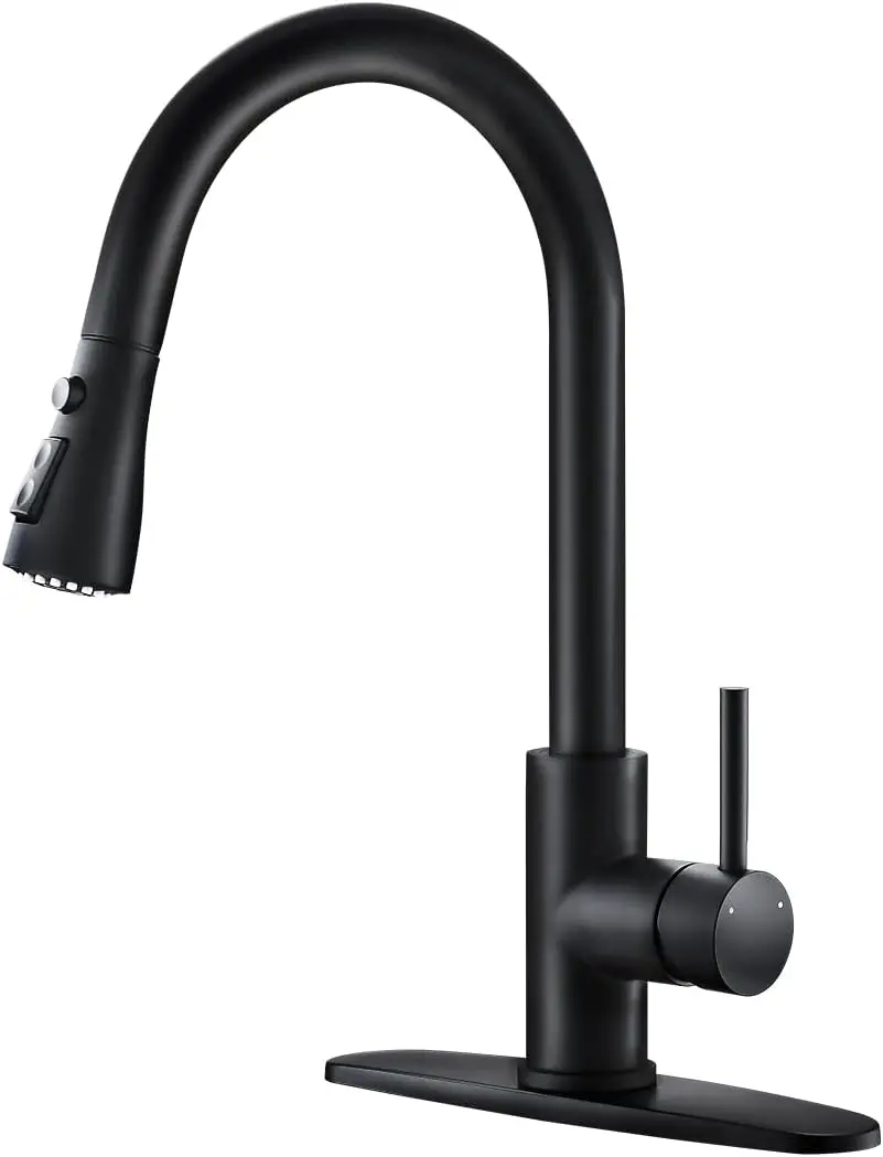 Black Pull-Down Kitchen Faucet with Single Handle, Stainless Steel, Deck Mount, 866068R
Black Pull-Down Kitchen Faucet with Single Handle, Stainless Steel, Deck Mount, 866068R