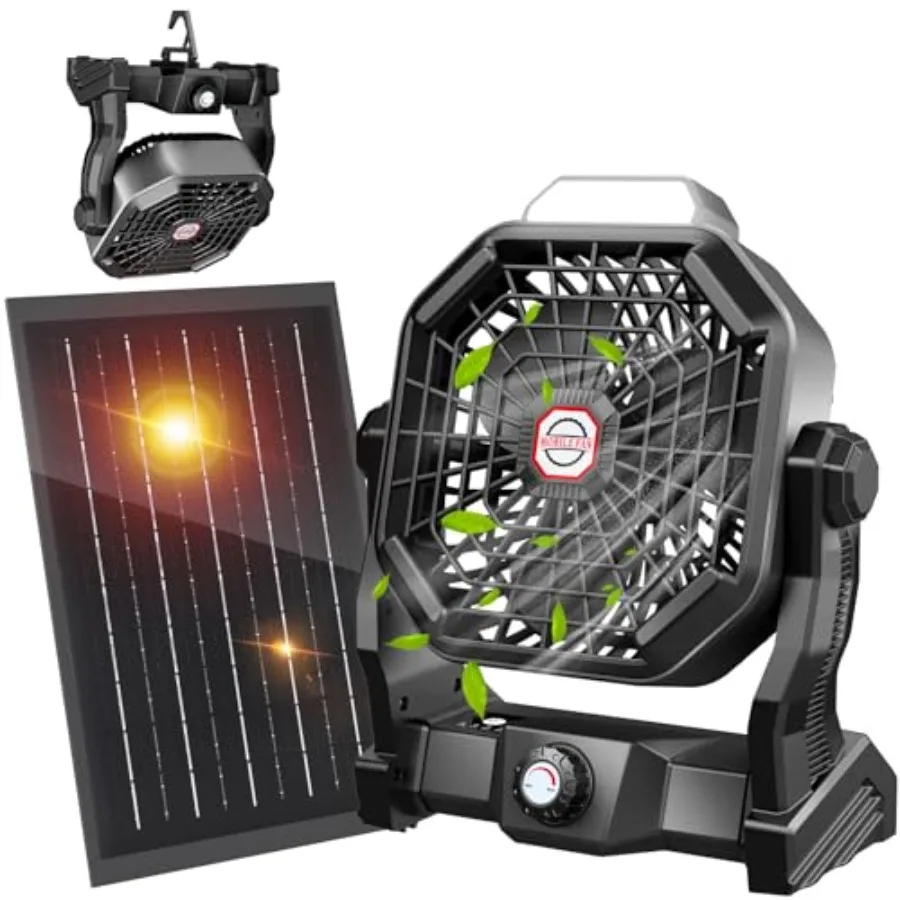 Solar Fan with LED Lantern, Camping Fan with 7W Solar Panel, Rechargeable Solar Powered for Outside, Quiet Battery Operated Ten
Solar Fan with LED Lantern, Camping Fan with 7W Solar Panel, Rechargeable Solar Powered for Outside, Quiet Battery Operated Ten